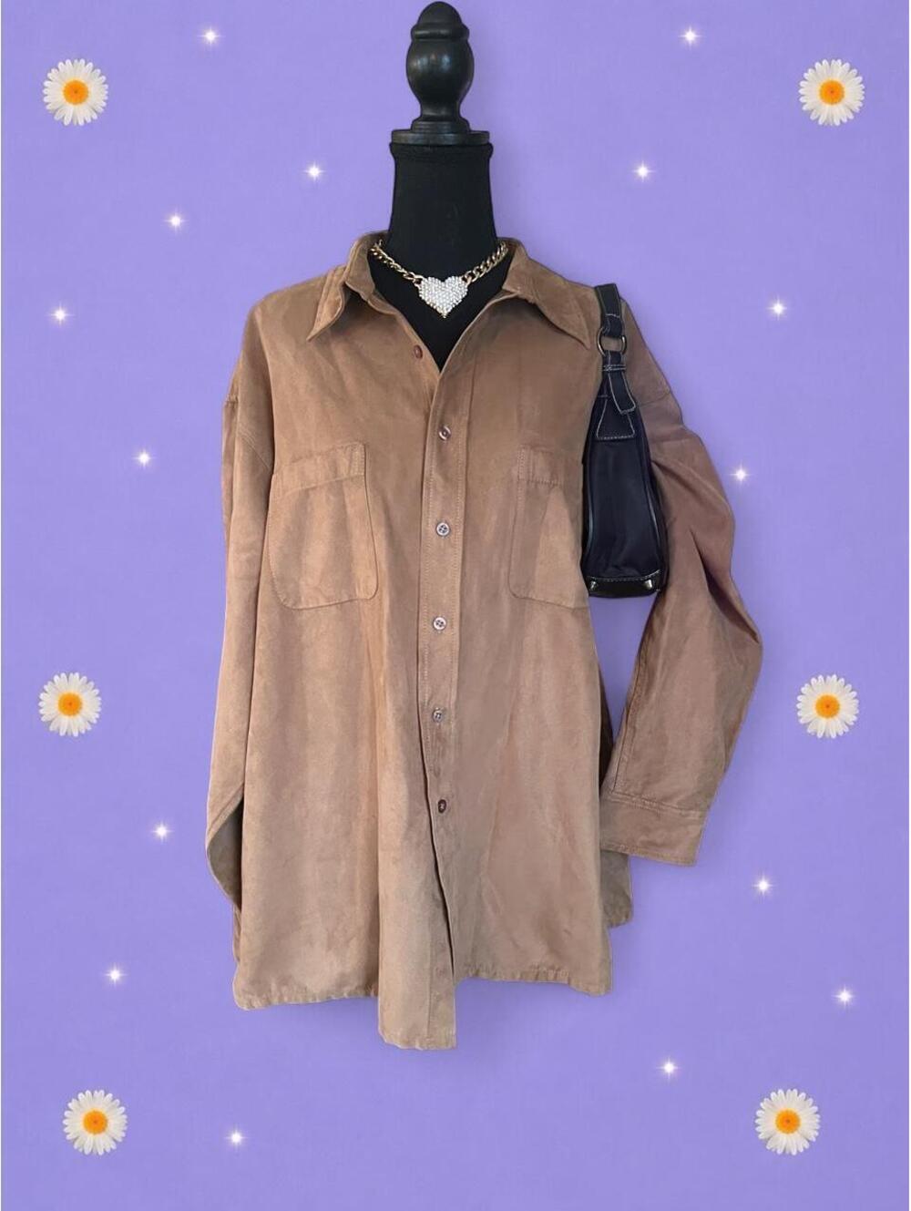 Vintage Y2K Covington Western Old Money Faux Suede Button Up Shirt Size XL